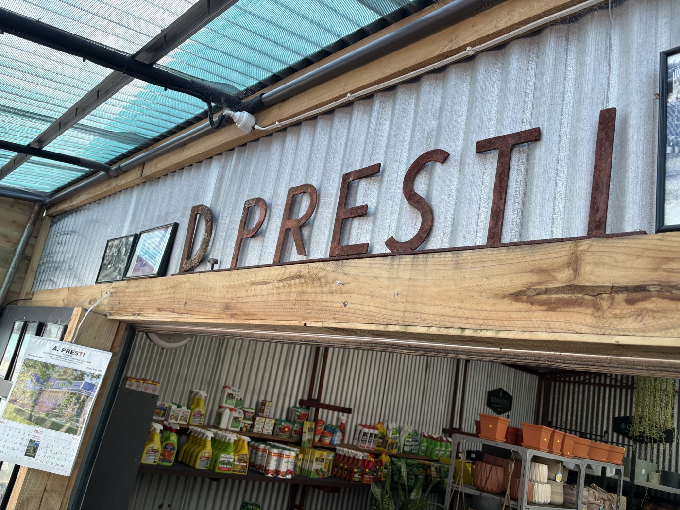 The iconic D. Presti sign