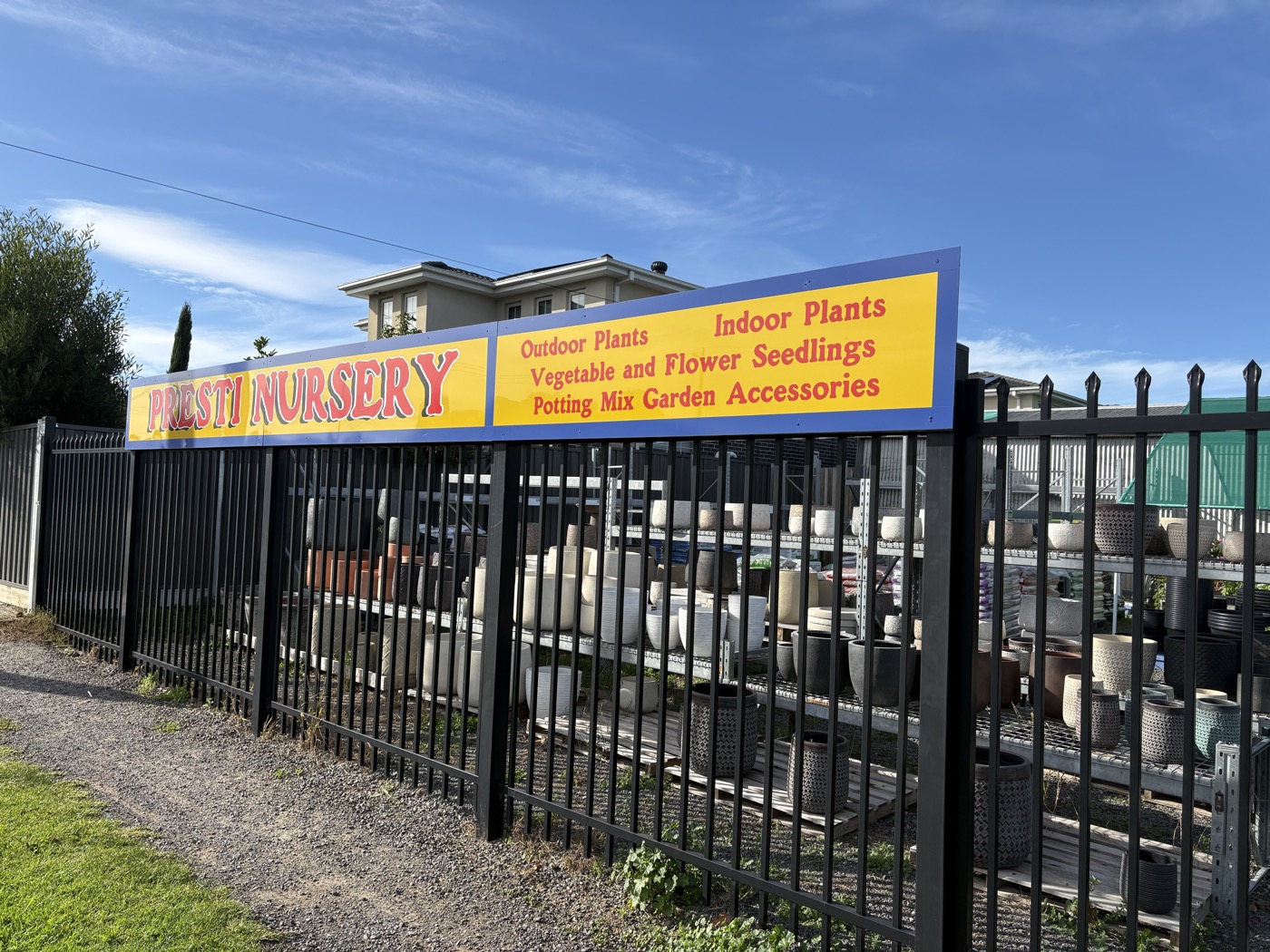 Presti Nursery street sign